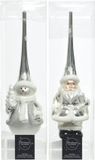 Decoris Kerst Piek glas figuur d8 en h8 cm wit/zilver