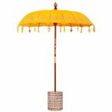 vidaXL Balinese parasol met voet Geel 185 x 185 x 260 cm Katoen