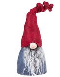 DRW Kerstkabouter van keramiek met rode muts, 6 x 11 x 18 cm