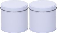 Merkloos The Box Blikken Wit rond opbergblik/bewaarblik - 2x - 10 cm