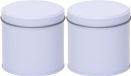 Merkloos The Box Blikken Wit rond opbergblik/bewaarblik - 2x - 10 cm