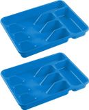 Hega Hogar Organiseur de couverts - Bleu - 5 compartiments - Plastique