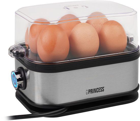 Princess Eierkoker - 6 Eieren - 400W - Zwart/Zilver