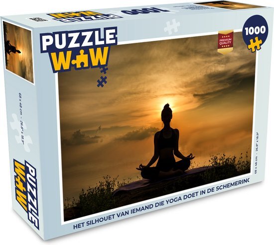 MuchoWow Puzzel Het silhouet van iemand die yoga doet in de schemering - Legpuzzel - Puzzel 1000 stukjes volwassenen