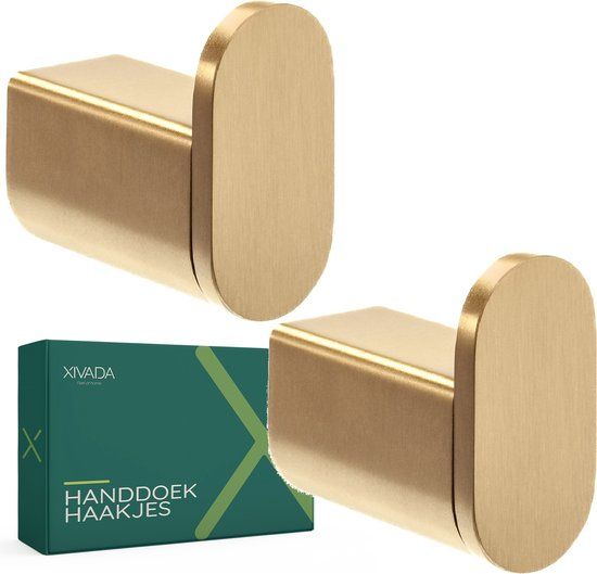 XIVADA Handdoekhaakjes Goud - 2 stuks - Gouden Handdoekhouder Keuken & Badkamer - Boren