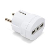 Velamp Stopcontactadapter 10/16 A naar Schuko-stekker, ruimtebesparend, kinderbeveiliging, max. 1500 W, wit, ideaal voor reizen naar Duitsland, Spanje, Portugal, Oostenrijk, Griekenland, Turkije