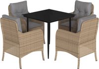 vidaXL Ensemble de jardin 5 pièces avec coussins, beige, polyrotin