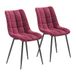 WOLTU BH142bd-2 Eetkamerstoelen met zitting van fluweel en stabiele metalen poten, set van 2, bordeaux