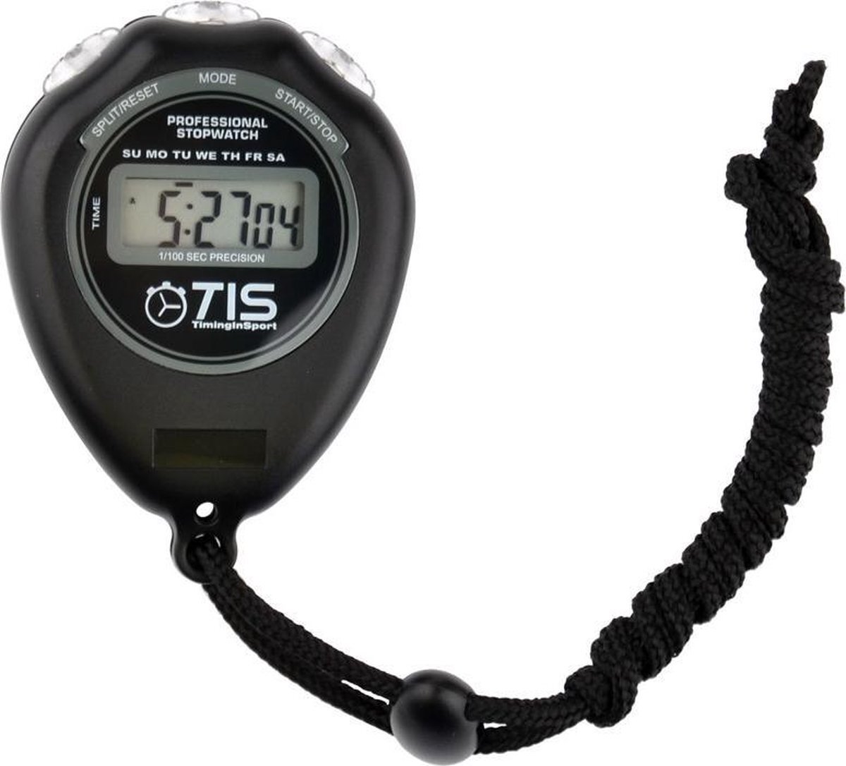 Tis Stopwatch Pro Met Nekkoord 8 X 6 Cm Zwart