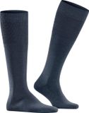 FALKE Airport lang eenkleurig wol katoen kniekousen heren blauw - maat 39-40