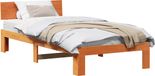 vidaXL Bedframe met hoofdeinde, gewaxt, bruin, 90 x 190 cm, massief grenenhout