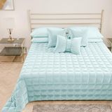 PETTI Artigiani Italiani - Tweepersoonsdekbed van zacht en warm fluweel, lente- en herfstdekbed voor tweepersoonsbed, lichtblauw, 100% Made in Italy