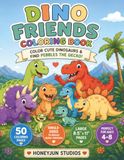 Dino Friends Coloring Book: Color Cute Dinosaurs & Find Pebbles the Gecko! 50 Cute Pages • Single-Sided • Large 8.5\" × 11\" Pages • Perfect for Ages 4–8