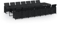 vidaXL 15-delige Tuinset met Kussens, Poly Rattan, Zwart