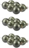 Othmar Decorations Kerstboomversiering 18x stuks kerstversiering kerstballen graniet groen van glas - 8 cm - mat/glans - Kerstboomversiering