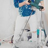 Merkloos / Sans marque Wan GmbH Beton mixer- Professionele Roerwerk 2100W – Handmatige Mortel/Beton Mixer – 6 Snelheden – 0-800 rpm - Gereedschap