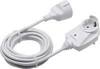 Meister Kunststof verlengkabel met extra stekker 3 m – Schuko-koppeling – voor binnen (IP20) – overspannings- en contactbescherming – wit