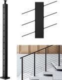VEVOR Kabelleuningpaal, 1067 x 50,8 x 50,8 mm, Roestvrij Staal, Zwart