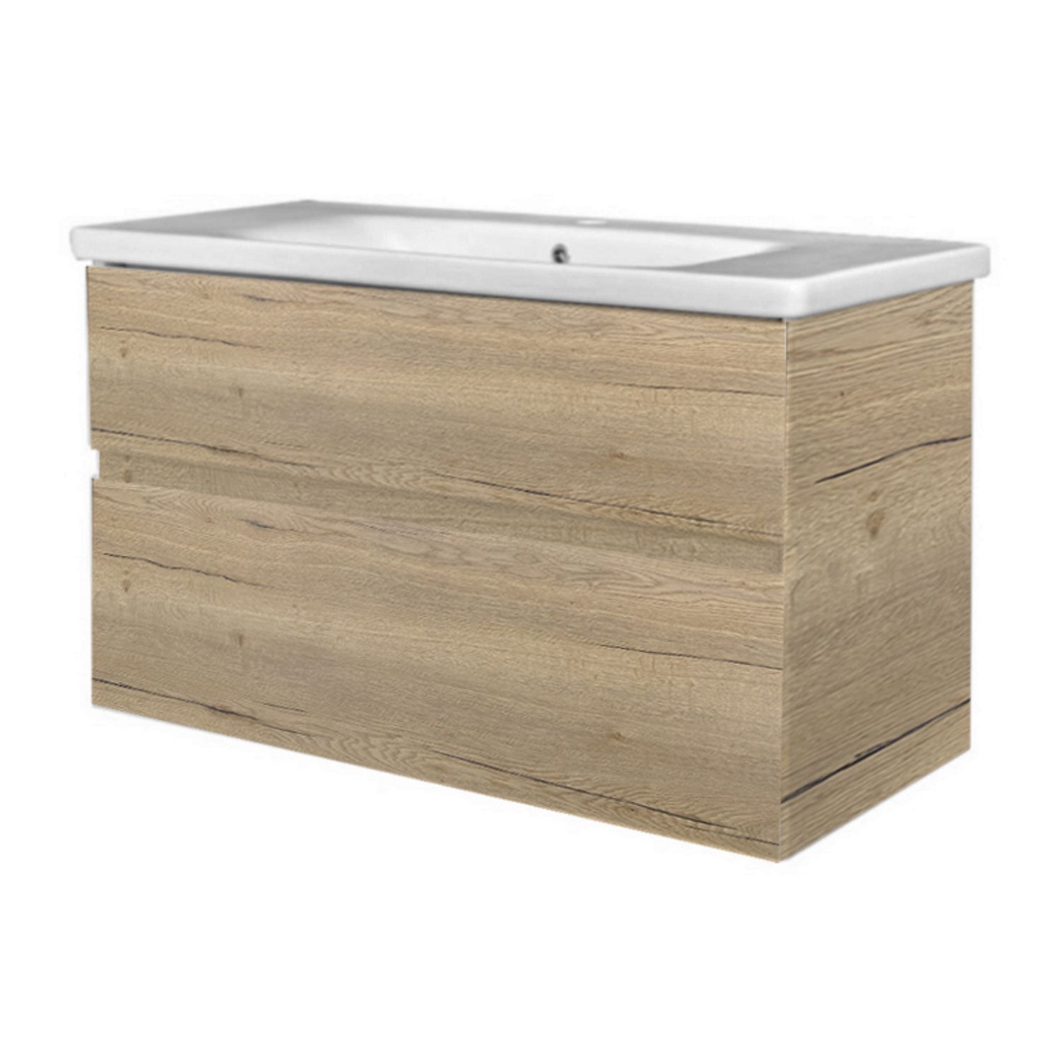 Best Design Badkamermeubel 100 cm Eiken met Wastafel - Greeploos - 2 Laden
