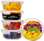 Igluu Meal Prep Ronden glazen maaltijdcontainers met transparante stoomventieldeksels – luchtdichte, afsluitbare voedselcontainers, BPA-vrij, magnetron-, vriezer-, vaatwasser- en ovenbestendig – [5 stuks]