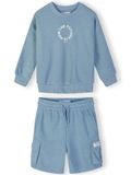 Minoti Kleding Set Jongens Sweater en Cargo Shorts - Katoen - Grijs