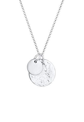 Elli Halsketting Dames Plaatje Muntje Geo Organic Look van 925 Sterling Zilver