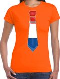 Bellatio Decorations Verkleed shirt voor dames - stropdas Nederland - oranje - supporter -themafeest L