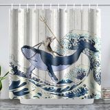 Merkloos Douchegordijn - 180x200 cm, polyester, schimmelwerend, wasbaar, waterdicht, met C-haken, voor badkamer, bad, douchecabine, hotel