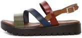 DERIMOD Sandalen Leren Sandalen Multicolor Vrouwen Maat 40 Platte Sandalen Colorblock Leer 2-3 cm Hakhoogte