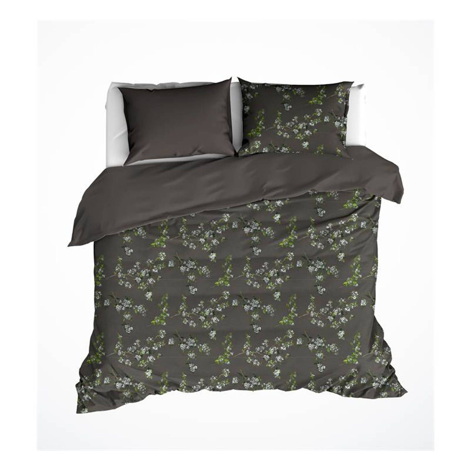 De Witte Lietaer Dekbedovertrek Katoen Satijn Jasmin - Hotelmaat - 260 x 240 cm - Grijs