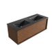 Saniclass Holz Frame Badkamermeubelset - 120x45x42cm - Vygo keramische wastafel zwart - 2 wasbakken - zonder kraangaten - 1 lade - mat walnut pure (hout) SW1420774/SW773933