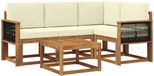 vidaXL Hoek loungeset 4 zitplaatsen Polyester Naturel en crème