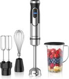Arendo Staafmixer Milo, 1500 W, avec 12 réglages de vitesse, bouton turbo, fouet, double bol mélangeur, gobelet mélangeur de 800 ml et tige mélangeuse amovible en acier inoxydable