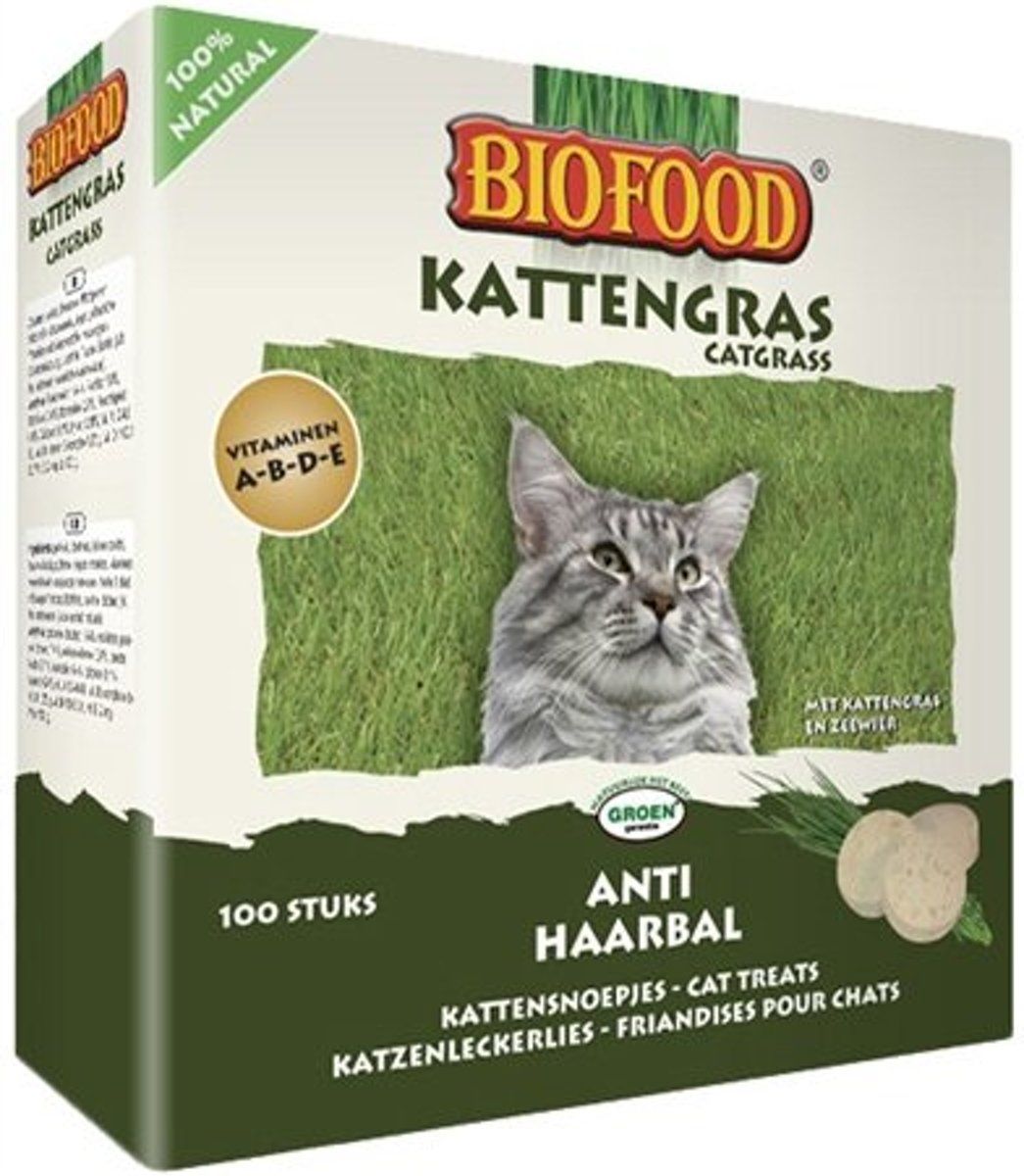 BIOFOOD Kattensnoepje Met Kattengras/Kruiden/Zeewier 100 stuks