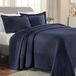 Hoogwaardige solitaire katoenen 2-delige bedsprei-set, woonkamerdecoratie, gedetailleerd en geweven, 1 kussenslopen, luchtige deken, gewatteerde bedsprei, 4 seizoenen, accent, twin, marineblauw