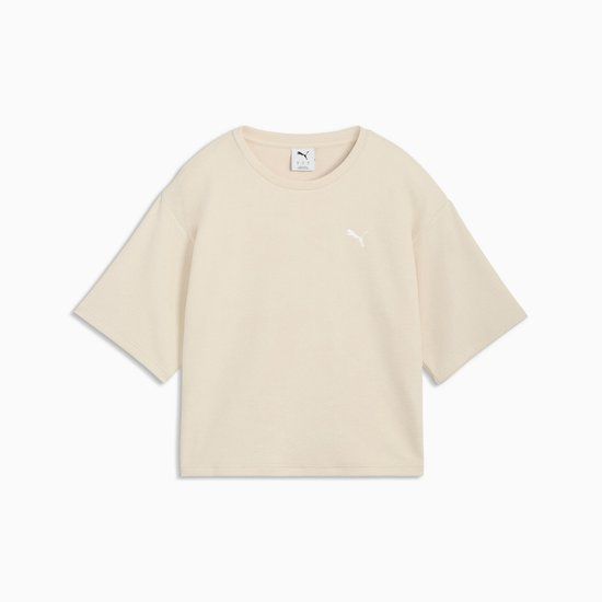 PUMA ESS ELEVATED RELAXED T-SHIRT Beige Katoen/Polyester/Elastaan Korte mouw Vrouwen XS