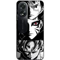 Maniacase Case Oppo A58 Sangoku Naruto Luffy one piece Dragon Ball Z zwart-wit achtergrond, anime manga