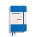 LEUCHTTURM1917 370503 weekkalender & notitieboek 2025, Pocket A6 harde kaft - 12-maanden-planner, 80 g, gelinieerd - Sky
