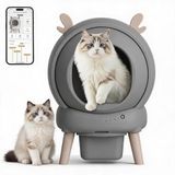 Garvee Zelfreinigende kattenbak XXL 65 l | Met 9 sensoren, anti-vliegen, stil, app-bediening, ideaal voor meerdere katten, donkergrijs, EU-standaard
