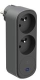 Electraline 531205 stekkeradapter Biplite Prima 2 Franse stopcontacten 16 A, met overspanningsbeveiliging, wandadapter, zwart/grijs
