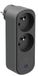 Electraline 531205 stekkeradapter Biplite Prima 2 Franse stopcontacten 16 A, met overspanningsbeveiliging, wandadapter, zwart/grijs