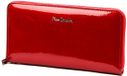 Pierre Cardin La Femme Portefeuille Femme - Grand Modèle - Cuir verni à motif végétal - 18 fentes pour cartes - Rouge/Rose