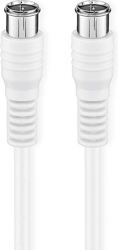 Nedis Satelliet- en Antennekabel - F-Male Quick - F-Male Quick - Vernikkeld - 75 Ohm - Dubbel Afgeschermd - 5.00 m - Rond - PVC - Wit - Doos