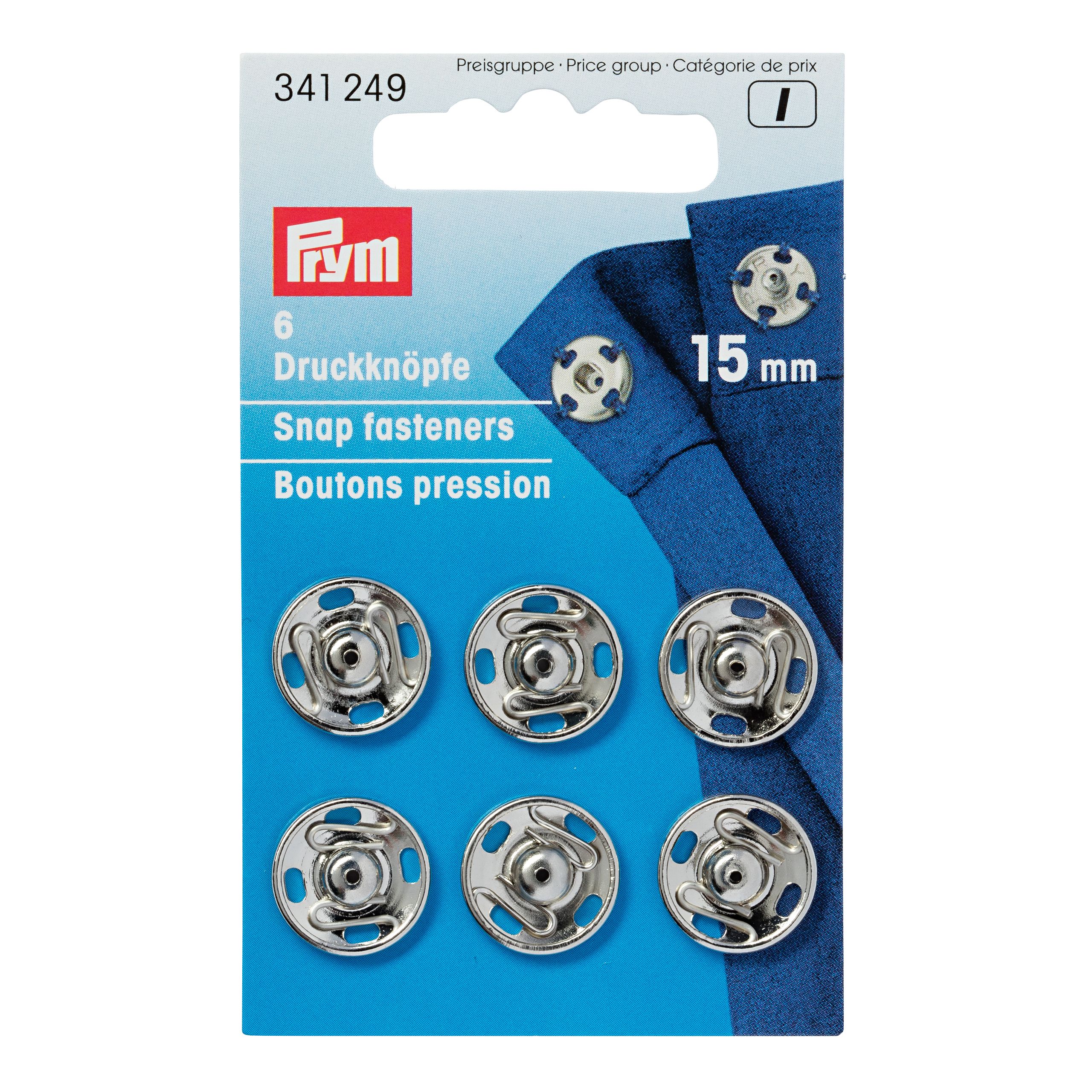 Prym Aannaaidrukknopen 6 stuks 15 mm zilver