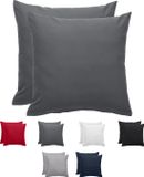 Komfortec Set van 2 Premium Kussenslopen 80x80 cm - Superzachte Kussenhoes – 100% - Geborsteld Polyester - 90g/m²- Antraciet