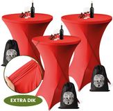 Aventara Statafelrok Rood x 3 – ∅80-85 x 110 cm met Opbergtas – Statafelhoes Stretch Stof – Kras- en Vouwvrije Statafel Rok Extra Dik – Sta Tafelrok 3 stuks – Rode Statafelhoezen Voor Horeca, Evenementen, Feest, Bruiloft en Partijen