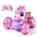 Einhorn RC Stunt-Auto Jouet, Voiture Flip télécommandée rechargeable avec roues lumineuses, Mignon licorne rose véhicule cascadeur rotatif à 360° Jouet Cadeau pour filles Enfants