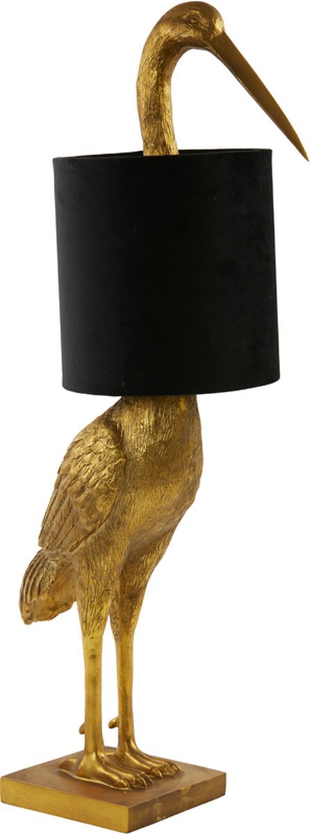 Light & Living Light&Living tafellamp Crane - antiek brons goud velvet zwart - 76cm hoog - 1xE27