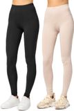 Merry Style Dames Leggings - 2-Pack - Zwart/Beige - L