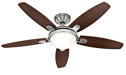 Hunter Fan Contempo 50612 A, plafondventilator, omkeerbare vleugels, walnoot/kersen met lamp, staal, 52 W, E27, geborsteld chroom, 132 x 132 x 36,02 cm, geborsteld nikkel